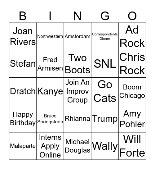 8G Band Q&A Bingo Card