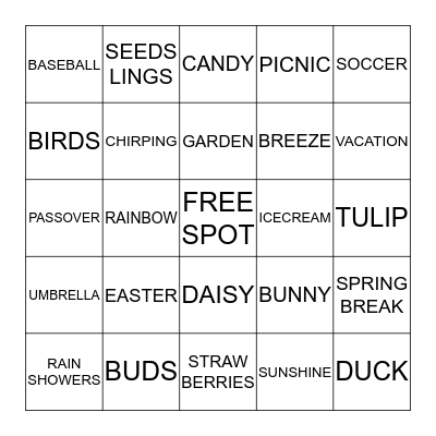 SPRINGO Bingo Card