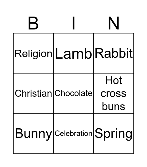 Easter Bingo Card