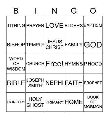 LDS Bingo Card