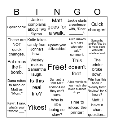 Citco Busy Season Bingo Card