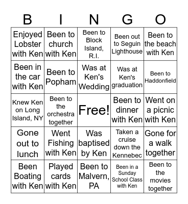 Ken...Sation Bingo Card