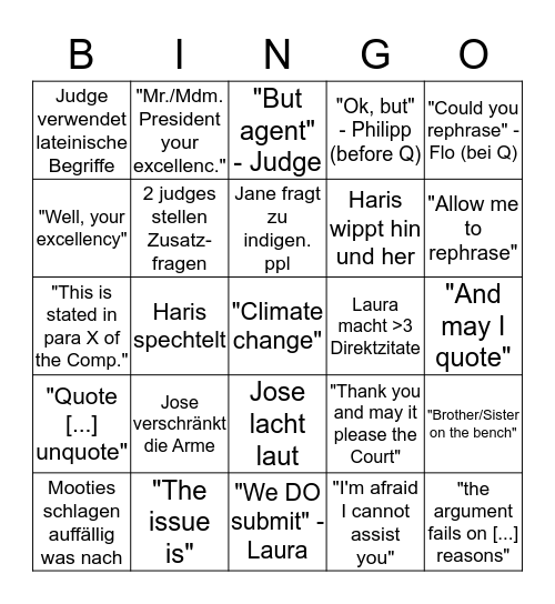 Jessup Bullshit Bingo Card