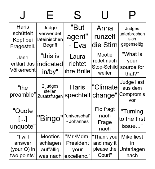 Jessup Bullshit Bingo Card