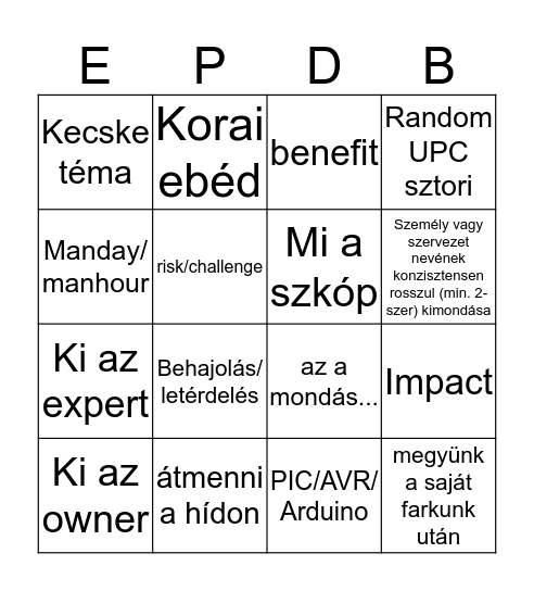 EPD Meeting BINGO 2017 Bingo Card