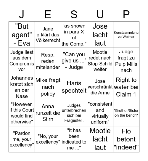 Jessup Bullshit Bingo Card