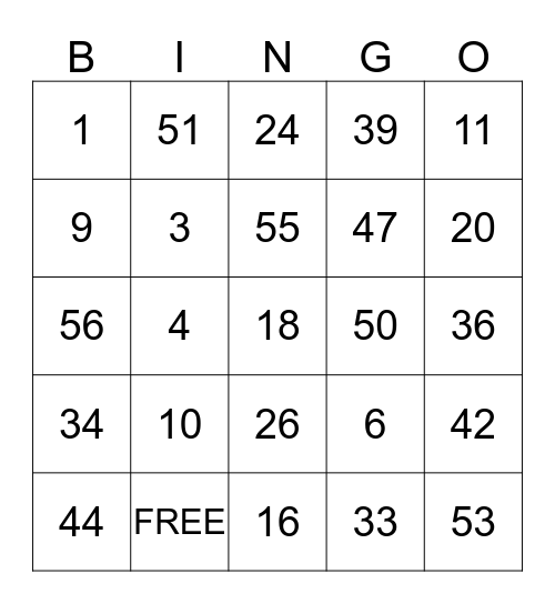 Algebra Bingo Board (A) Bingo Card