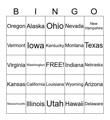 United States Bingo Card