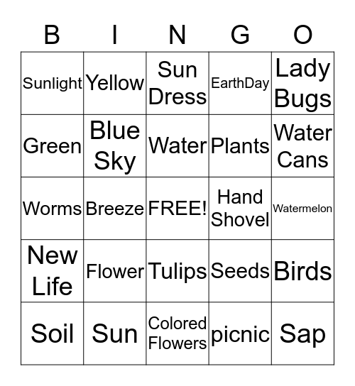 Garden Bingo Card