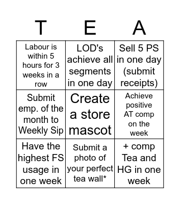 T-INGO! Bingo Card