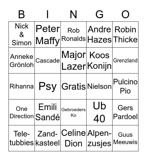 Alwako's bingo avondje Bingo Card