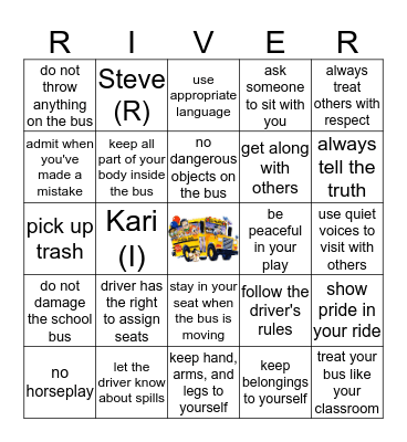 Peaceful Bus Bingo Card