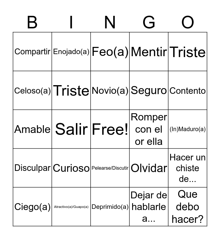 Unit 2 Review Bingo Card