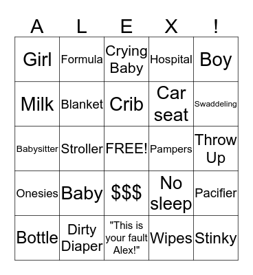 Baby Bingo Card