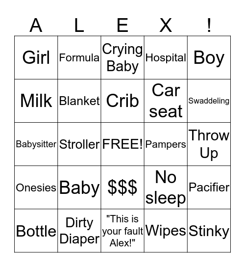 Baby Bingo Card