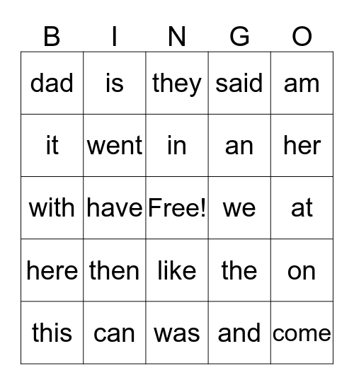 Intervention Groups Bingo Card