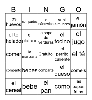 Capitulo 3A  Bingo Card