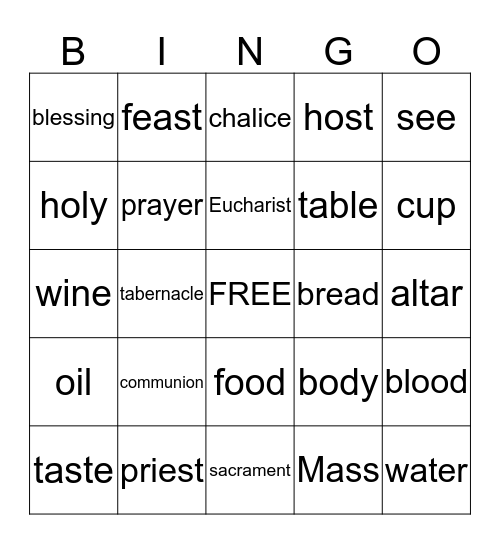 Taste and See Bingo Card