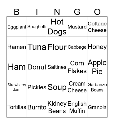 Legal Food Frenzy BINGO Card
