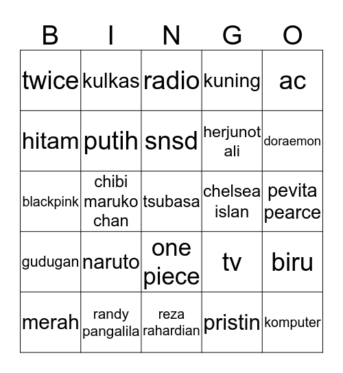 komplek Bingo Card