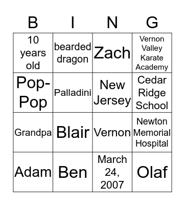 All About Jack - Happy Birthday! Bingo Card