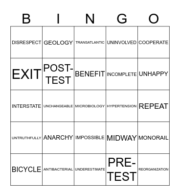 ACADEMIC VOCAB Bingo Card