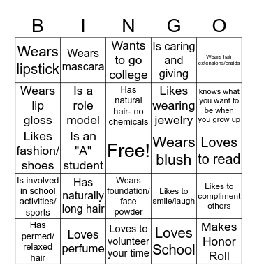 Beauty Inside Out  Bingo Card