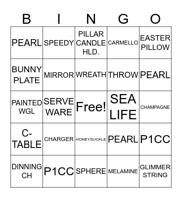 BUNNY BINGO Card