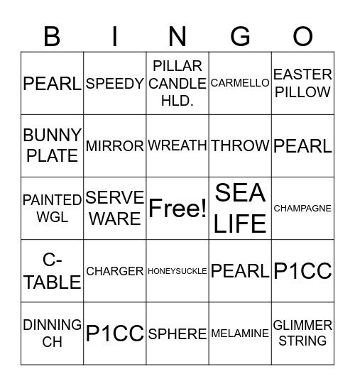 BUNNY BINGO Card