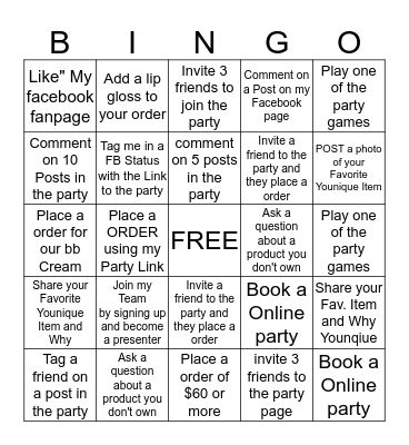 younqiue bingo  Bingo Card