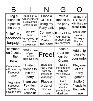 younique Bingo  Bingo Card