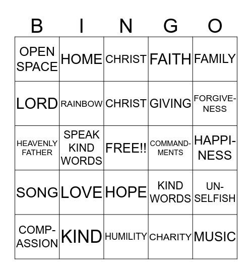 PARADISE BRANCH BINGO Card