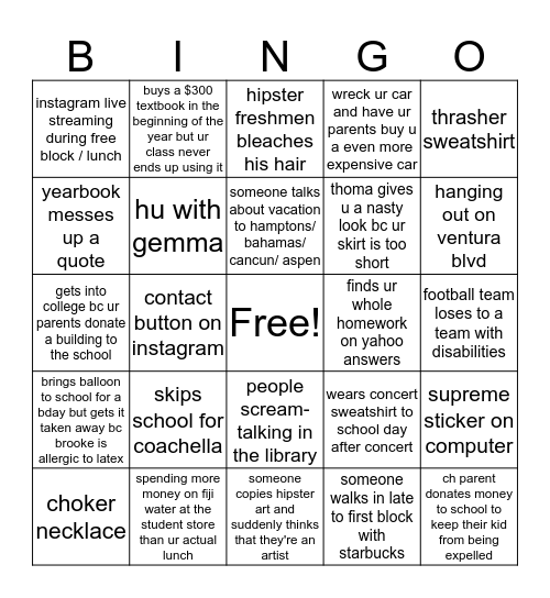 Campbell Hall Bingo Part 2 Bingo Card