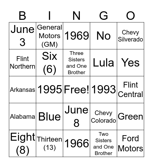 Pastor Fuller’s Bingo Game Bingo Card