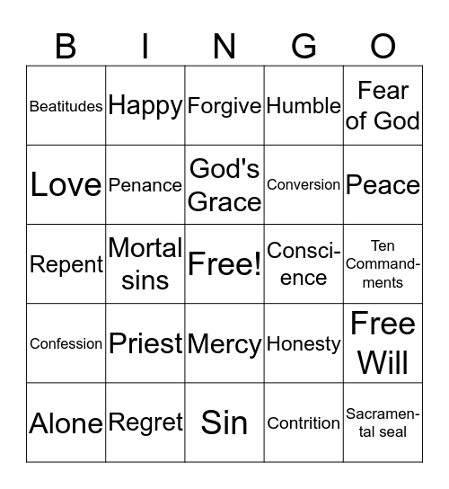 Reconciliation Bingo Card