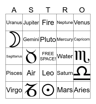 ASTRO!!! Bingo Card