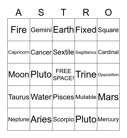 ASTRO!!! Bingo Card
