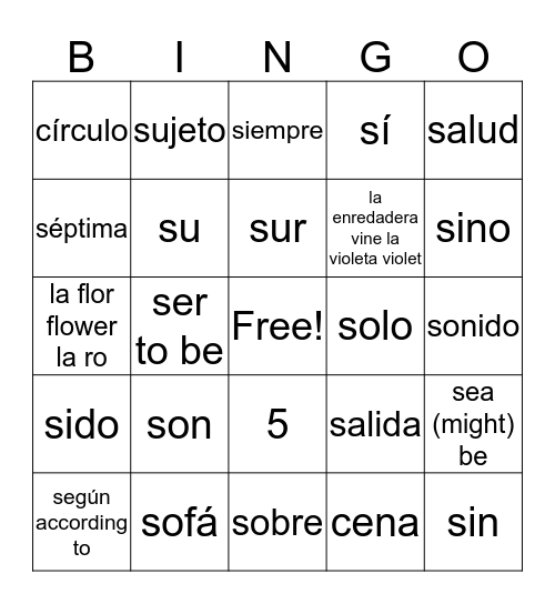 /S/ Initial Bingo Card