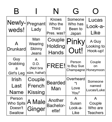 Susan's Bachelorette Wine Tasting Bingo! Bingo Card