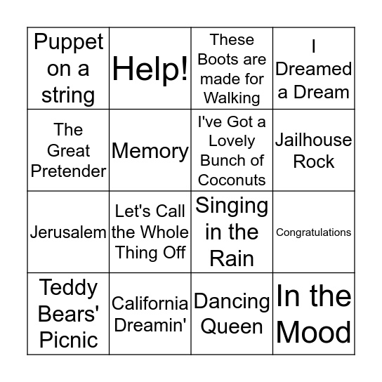 TONY'S SLIPPED DISCS Bingo Card