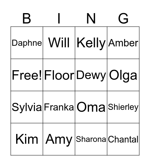 Chantal's Babyshower Bingo Card