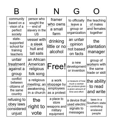 Civil War Bingo  Bingo Card