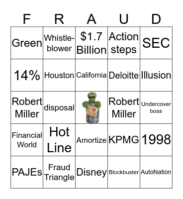 Waste Management Bingo Card