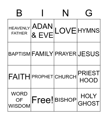 LDS BINGO Card