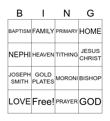 LDS BINGO Card