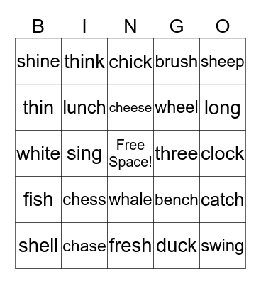Phonics Book 2 ~ Unit 11 & 12 Bingo Card