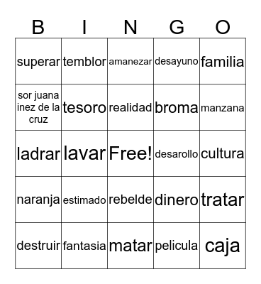 SHH Bingo Card