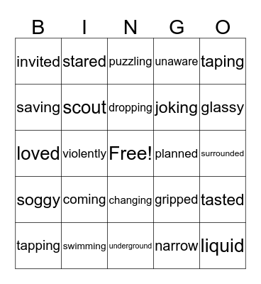 Lesson 21 Bingo Card
