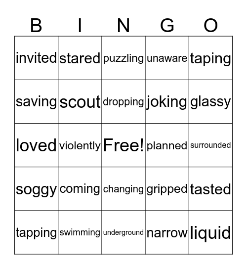 Lesson 21 Bingo Card