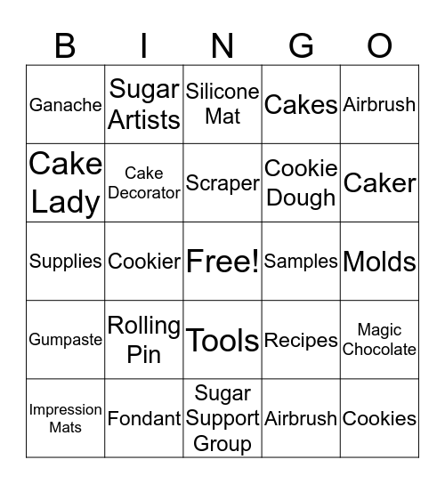 Sugar Shaker's Bingo Card